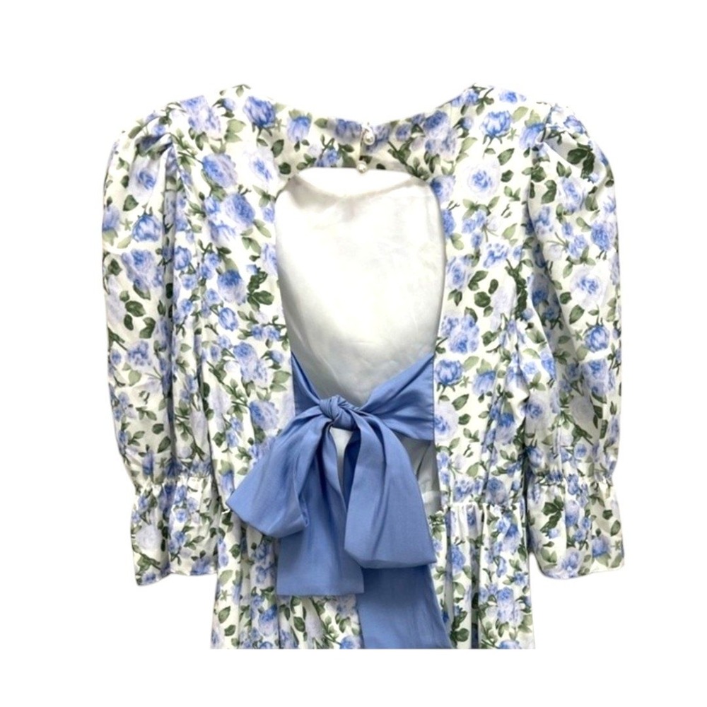 Sister Jane Midi Dress size L Forget Me‎ Not Open Back Bow Cottagecore Feminine - Picture 4 of 7